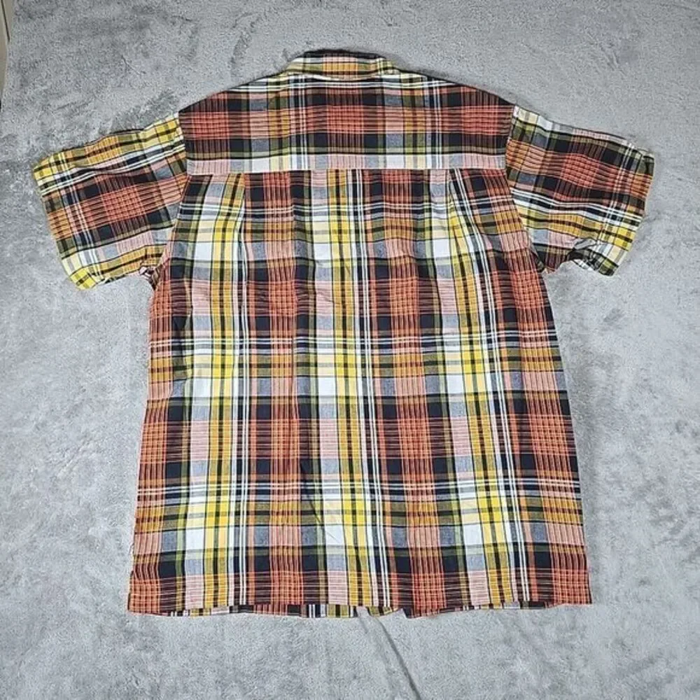 Chaps Ralph Lauren Shirt Mens Large Tartan Plaid Short‎ Sleeve Button Up Casual